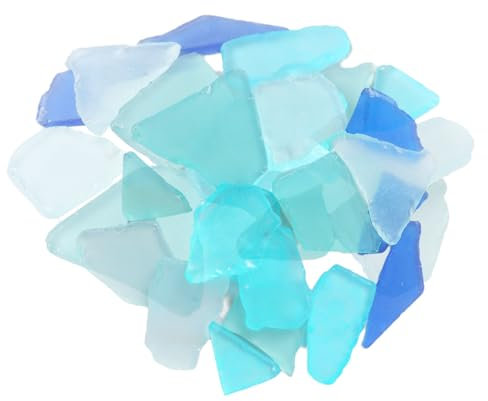 Dmnnlp 400g Sea Glass, 15 OZ Ocean Series Frosted Sea Glass Pieces, Vase Fillers, Seaglass for DIY Art Craft Beach Wedding Party Home Aquarium Decor