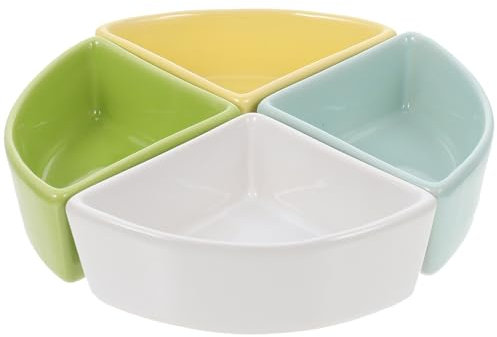 BESTonZON 4stücke Kleintier Futter Wassernapf Keramik Schalen Für Hamster Meerschweinchen Und Tiere Bissfeste rutschfeste Napfschalen in Weiß Blau Grün Und Gelb Hygienisch Langlebig Und Leic