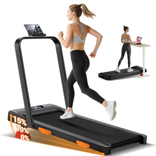 CURSOR Tapis de Marche Inclinable 15% à Triple Amortissement,3.0 HP Walking Pad,Tapis de Course Motorise Inclinable Charge Max.159KG
