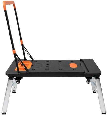 7-in-1 Multifunctional Work Platform, Workbench Handcart, Folding Multifunction Workbench, Portable Work Platform Adjustable Height, Sawhorse, Platform, Roller Board, Transport Trolley, Handcart
