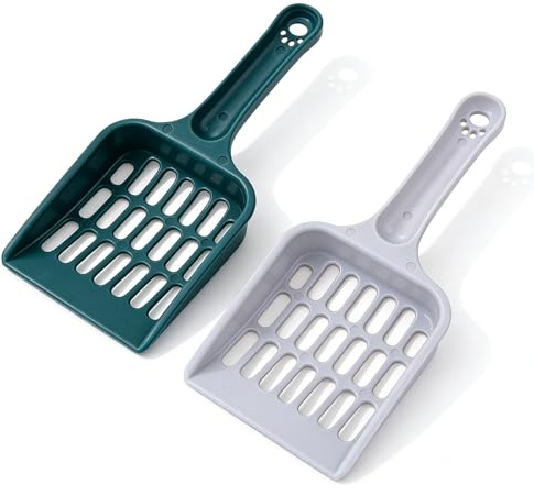 Cat Litter Scoop,Litter Scoop,2 Pcs Cats LitterScoop, Durable Plastic PoopSifter,Strong Cats PoopScoop,Cat Handy Sand Sifter Poop Sieve Cleaning Tool CatScoop Set,Suitable for CatOwner(Blue Grey)