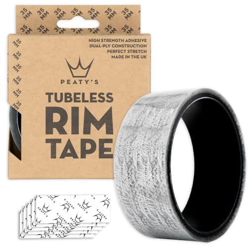 Peaty's Tubeless Rim Tape - Tubeless Felgenband, Hochfester Klebstoff Felgenband für Felgen Schutz, Fahrradschlauch Schutz, MTB, Gravelbike und Rennrad Reifen, 9-Meter-Rolle, 35 mm breit Klebeband