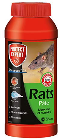 PROTECT EXPERT Pâtes pour Rats & Campagnols 52 sachets Hyper Appétent Lieux Secs et Humides RACPAT520