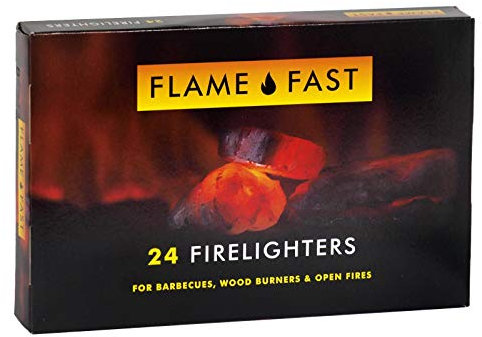 Flamefast Firelighters Starter Blocks, Quick Start, Eco Barbecue, Wood Burner, Open Fire - 1 Pack of 24