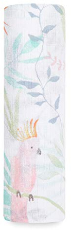 aden + anais Manta Swaddle – Pack de 1 Tropicalia | 112 x 112 cm | Grande 100% transpirable muselina algodón -Snug – envoltura para bebé niña y niño | Gráficos | Regalos para recién nacidos y bebés