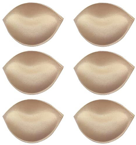 ROSA Inserto de sujetador push-up, 3 pares relleno fino y grueso, semicircular, triángulo, desmontable para traje de baño bikini (negro, nudo, blanco)