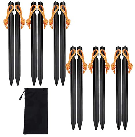 12 Stück Camping Heringe, Aluminium Zeltheringe, Aluminiumlegierung Sandheringe, 18cm Legierung Zelt Stakes Pegs für Harte Böden Sturmband Vorzelt Sandboden