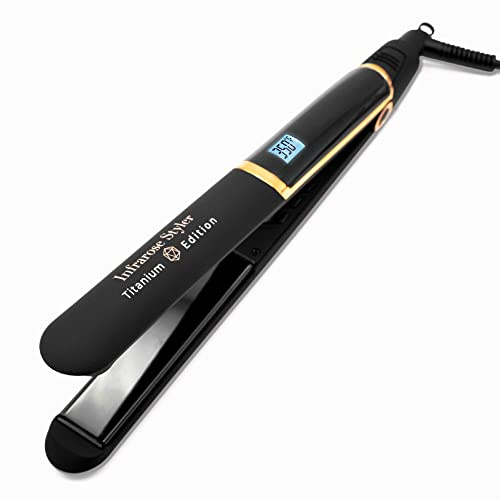Skin Research Institute Infrarose Styler Titanium Edition Flat Iron - Piastra fluttuante in titanio - Raddrizzamento One Pass - Riscaldamento rapido - Design curvo per ricci e stili ondulati