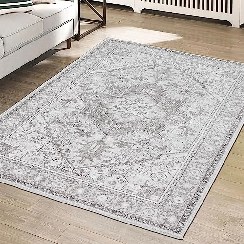 Teppich-Traum, mysig stor dekorerad matta för vardagsrum, löpare för hall och korridor, halkfri, hållbar och lättskött, orientalisk stil, grå, 300 x 400 cm