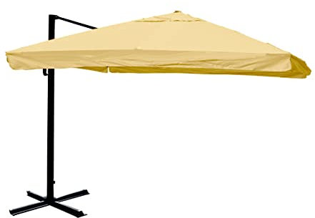 Décoshop26 Parasol Professionnel Restaurant pour Jardin terrasse 3x3m (Ø4,24m) Polyester Aluminium/Acier 23kg crème sans Pied 04_0003966
