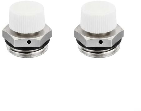 Carpango Heizkörper-Lüftungsventil, 2 Stück (1/4), Silber, Weiß, Messing, Nylon, BSPT, 5 cm x 1 cm x 5 cm