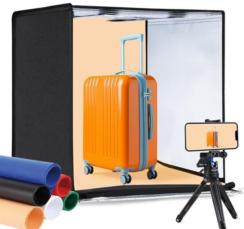 PULUZ Light Box 24x24in, Portable Photo Studio Light Box with 120 LED Lights ＆6 Color backdrops Professional Photography Lighting Tent Kit for Big Product Photography Lightbox