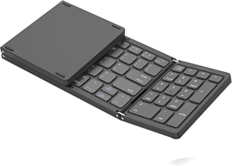 Deger Vikbart Bluetooth-tangentbord, trådlöst, uppladdningsbart via USB, för iOS, Android, PC, bärbar dator, smartphone