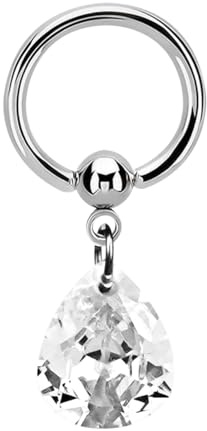 Piercing Ring, Ball Closure Ring, BCR and Pendant with Stone Drops