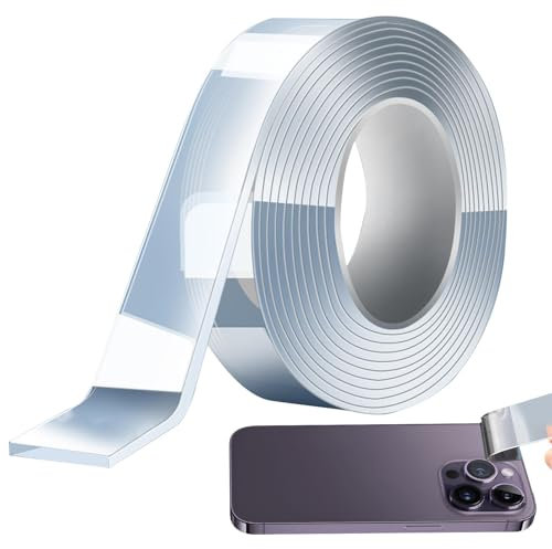 Nastro adesivo doppio resistente – Rotolo trasparente, nastro di montaggio impermeabile rimovibile e tagliabile, ideale per legno, pareti, piastrelle, ceramica, forte adesione per progetti artistici