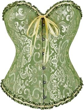 Demays Corset Tops for Women,Bustier Shapewear Lingerie,Lace Tied Renaissance Overbust Corset Push Up Bodysuit (UK, Alpha, M, Regular, Regular, Light Green)