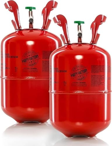 2 x Helium Bottles (0.40m³ each) - Inflates up to 100 Balloons | Disposable Bottles for Birthday, Wedding, Party | Easy to Use - Zenda Club® (2 Helium Bottles, 2, 2)
