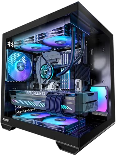 Okinos MATX PC Case, Top 240mm Radiator Support, 5 PCIe Slots for Max GPU Cooling, Extra Space for 160mm PSU & Easy Cable Management, 3×120mm ARGB Fan with Controller (Non-PWM), Type-C, Mirage 4 Black