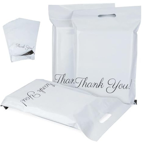 Generisch 100er-Set Versandtüten (4 Größen) – Weiß – Aus neuem PP-Material – Dicke 11C (10,6C) – Wasserdicht & Reißfest – Breiter 1 cm Klebestreifen – Ideal für Pakete und Versand