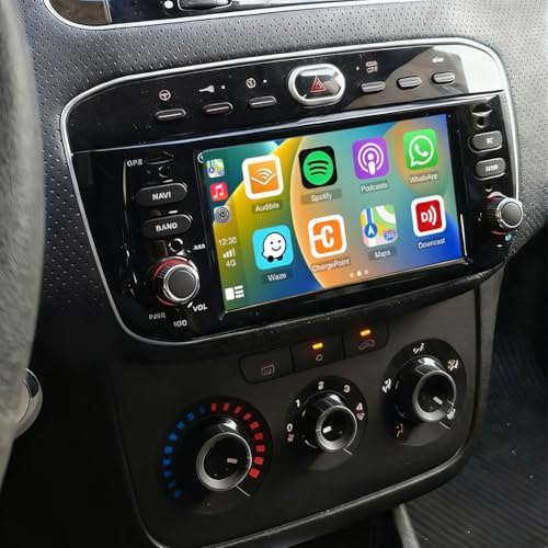 Double Din Car Radio Stereo Compatible for Fiat Punto 10-16/Compatible for Linea 12-15 6.2 Touchscreen Car Radio Audio Receiver with Bluetooth Mirror Link GPS Navi SWC FM Radio AUX+Camera