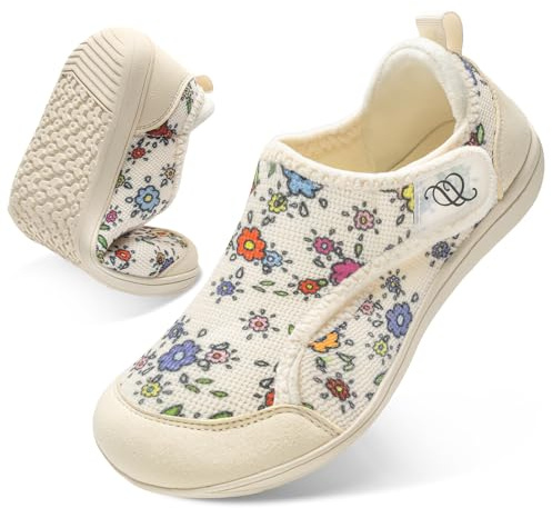 Comfortable Wide Diabetic Shoes for Women Barefoot Slippers for Women Indoor Outdoor Adjustable Zero Drop Edema Shoe for Neuropathy Breathable Nursing Shoe Wide