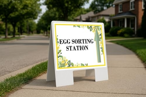 Egg Sorting Station Spring Flowers Citrus Eucalyptus Up Arrows A-Frame Single Sided 23x23 in. sign