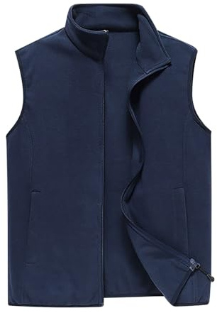 Fleece-väst för män, lätt ärmlös kroppsvärmare med dragkedja, mjuk polär fleeceväst med ståkrage, termisk varm väst med fickor, mysig isolerad fleecejacka för män