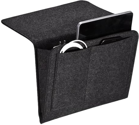 Dryxog Chevet Suspendu Vide Poche Lit Tablette Lit Mezzanine Rangement Feutre Rangement pour Bébé Suspendu Pochette Organisateur Pratique Organisate pour Vêtements Journal Stylo Magazine (Noir)