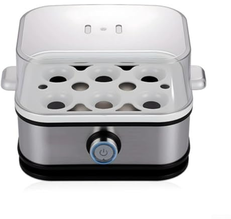 Cuiseur à œufs 6 en 1 avec finition en acier inoxydable, fonction de sécurité d'arrêt automatique, fait bouillir, pocher, brouiller et préparer des omelettes, peut contenir jusqu'à 6 œufs, pour une