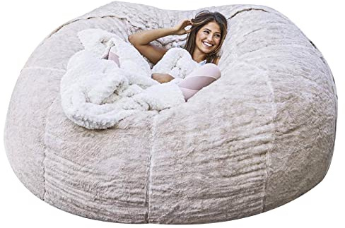 Överdrag till gigantiska säcksäckar, överdimensionerad rund stol, säcksäcksöverdrag, mjuk, fluffig, lat soffa, PV-päls, säcksäck (utan fyllning)