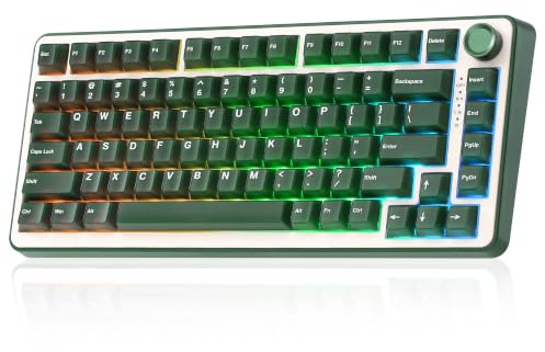 YUNZII B75 PRO 75% Wireless Mechanical Keyboard (Olive Green,CocoaV2) | Hot Swap Keyboard with Knob, Gasket Mount, Creamy Pre-lubed Switch for Smooth Typing, BT/USB-C/2.4G, for Gaming