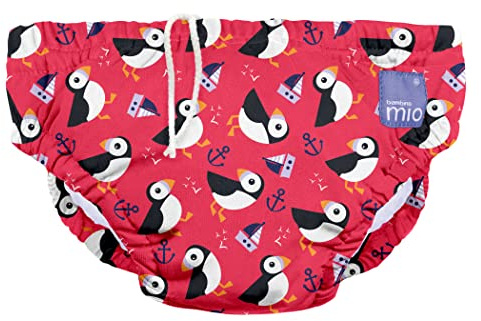Bambino Mio Återanvändbar Badblöja – Läckagesäker & Justerbar, Populär och Bäst Säljande Simblöja för Barn - 1–2 år - Rosa lunnefågel