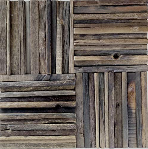 Holz Mosaik Parkett boot OLD Wood Holz FSC Wand Küche Fliesenspiegel Mosaikfliese Mosaikmatte Mosaikplatte