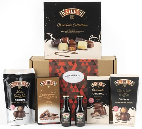 The Ultimate Baileys Irish Cream & Chocolate Hamper With Miniatures - Includes Chocolate Collection Box, Miniature Bottles, Mini Delights, Salted Caramel & Truffle Chocolate - Exclusive to Burmont's