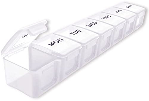 Pilulier de 7 jours - Grand compartiment - Boîte à médicaments - Boîte à médicaments - Boîte à médicaments - Boîte de voyage - Pilules - Trieur de comprimés