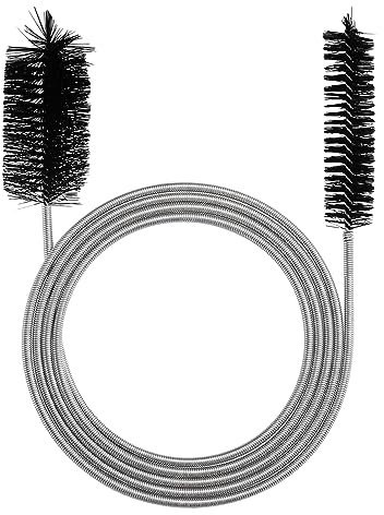 Brosse de Nettoyage Flexible à Double tête, Brosse de Nettoyage Souple Multifonction en Acier Inoxydable pour tuyaux d'alimentation avec Trou de Drainage étroit(Noir)