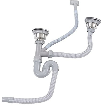 Tuyau de Vidange pour Évier de Cuisine et Salle de Bain - Ensemble de Tuyaux d'Évacuation en S Courbé pour Lavabo Double