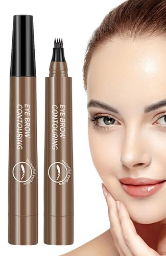 Magischer Augenbrauenstift, Wasserfester -Microblading-Augenbrauenstift, Neuer Wasserfester -Microblading-Augenbrauenstift-Konturstift, Präziser Brauenstift Mit 4 Spitzen, Dunkelbraun