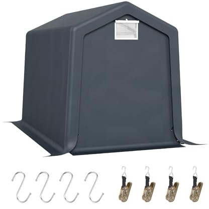 GREEN PARTY Storage Shelter Shed, 6x10 ft Portable Shed Outdoor Carport with Roll-up Zipper Door & Vents, Outdoor Storage Shed Portable Garage for Motorcycle, Bike, Waterproof & UV Protected, Gray