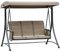 Outsunny Hollywoodschaukel mit Seitentasche, 3-Sitzer Gartenschaukel mit verstellbarem Sonnendach, Schaukelbank belast bis 300kg, für Garten, Terrasse, 196 x 128 x 172 cm, Braun