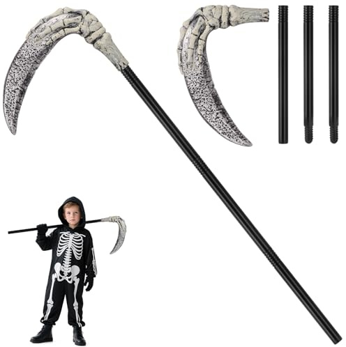 Skelett Geisterklaue Sense Halloween - Zerlegbar 117 cm - Gruselige Skelett Sensenmann Kostüm Accessoire Sichel,Halloween Sense Zubehör Grim Reaper Waffe für Erwachsene Kinder