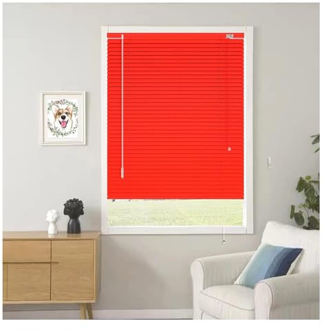 Persianas Venecianas de Aluminio, Persiana Veneciana Interior para Ventana, Estores Enrollables Horizontales Lamas 25mm, Montaje en Pared y Techo, contra la luz y Solar y Intimidad(Red)