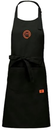 MasterChef Apron for Women, Men and Chef, MasterChef Apron | Perfect fur Cooking, Barbecue, Adjustable Strap, Large Pockets, 100% Cotton, Machine Washable, Black, One Size