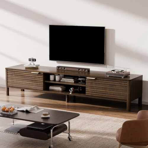 IKALIFE Mueble TV Madera Marrón 180 cm - Mueble de TV con Estantes Ajustables y Gestión de Cables, para Televisores de hasta 80 Pulgadas, para Salón y Dormitorio