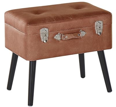 Beliani Moderner Hocker mit Stauraum braun Kunstleder Kofferhocker Mallard