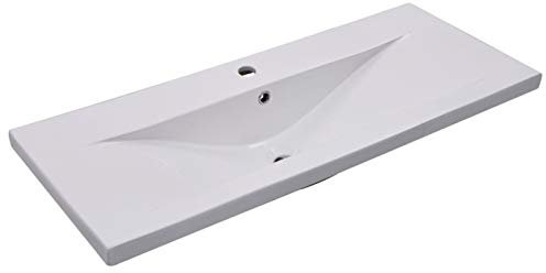 Tidyard Lavabo Lavandino Incasso da Bagno in Ceramica Bianca 101x39,5x18,5 cm,Lavandino d'Appoggio,Lavandino da Incasso,Lavbo Incasso Bianco,Lavandino da Bagno Bianco