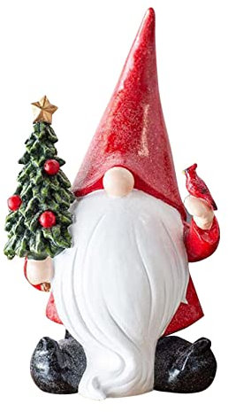 Asaim Statue de Nain de Jardin, Nain de Jardin Tenant Une Sculpture d'arbre de Noël, Mini Figurines de Statue de Nains en résine pour Patio de Jardin de Noël, pelouse, Ornements de Porche