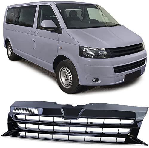 Sport Kühlergrill ohne Emblem Schwarz Glanz passend für VW Bus T5 Facelift 09-15