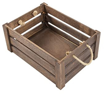 Strong Rope Handle Wooden Crates Storage Box Wooden Shelves Large Storage Box Christmas Eve Box (Brown, Medium)