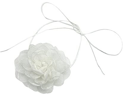 Harilla Blumen-Halskette zum Schnüren, Halsreif, Kamelienblume, Retro-Stil, Halsband-Halsketten, elegante Sommer-Halskette für Festivals, Urlaub, Weiß